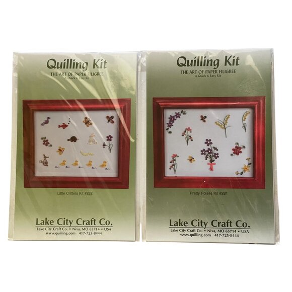 Vintage Craft Kit Beginner Quilling Paper Filigree Petty Point Pretty Posies and - Picture 6 of 10